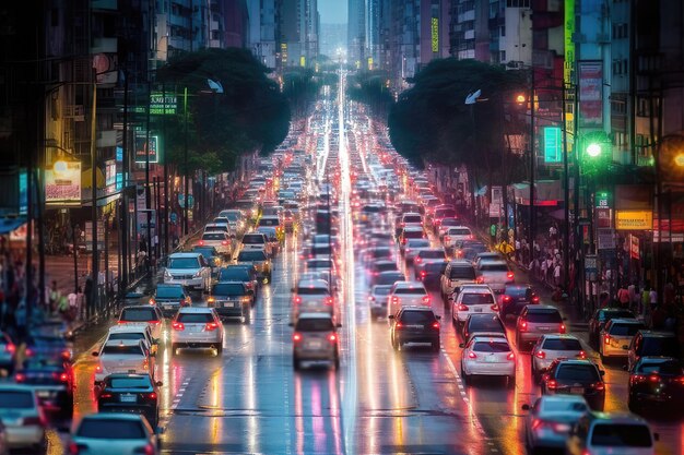 Traffic at dusk AI generated