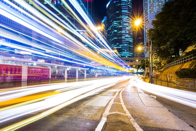 Photo traffic in hong kong at night