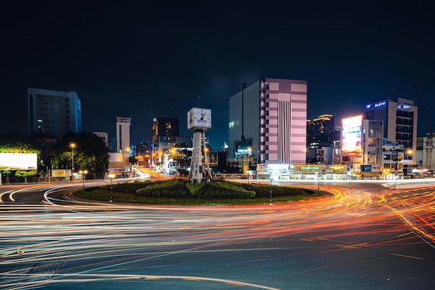 Traffic jam at Dien Bien Phu roundabout Ho Chi Minh city vietnam