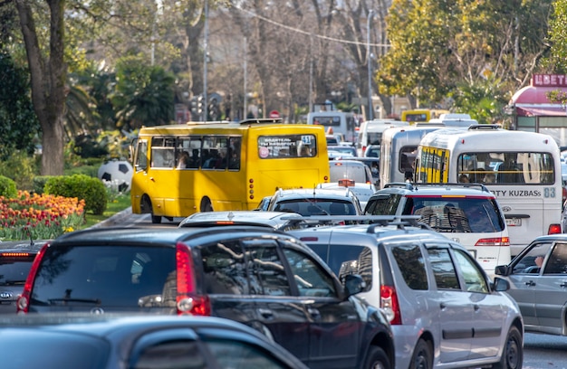 Traffic Jam on the main Street of Sochi 