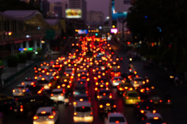 Traffic jam on a wide street