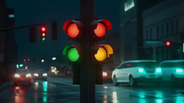 Traffic light in the city Generative Ai