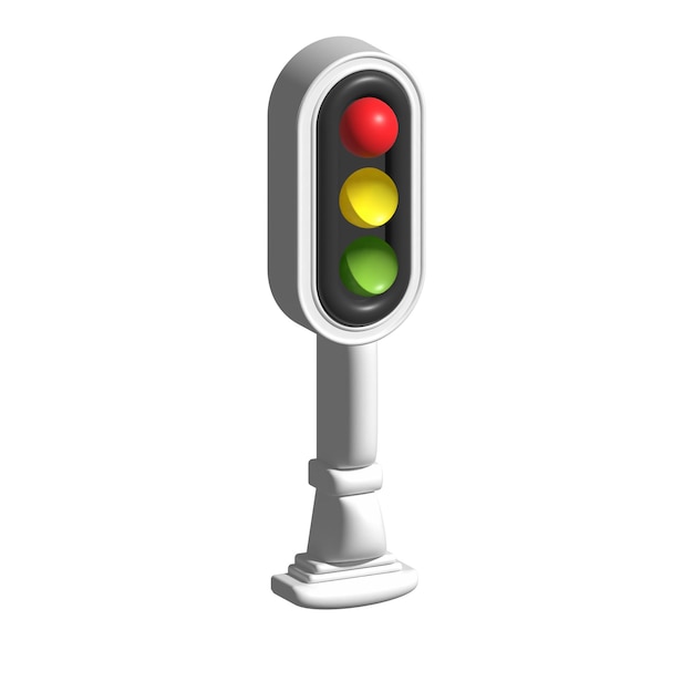 traffic light isolated from white background 3D illustration