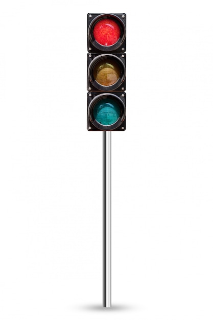 Traffic light isolated on white background with path