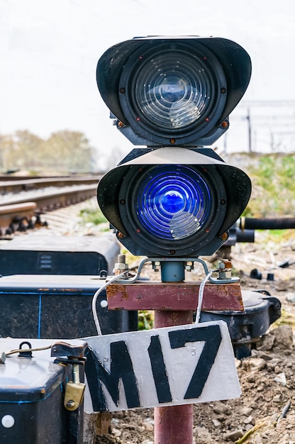 Traffic light on old railway line