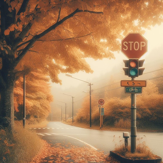 Traffic light sign by a road side