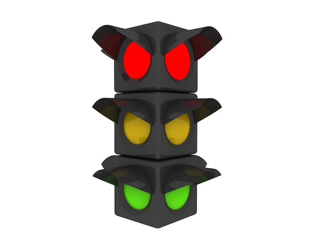 Traffic light on white background. Isolated 3D rendered illustration