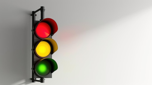 Traffic light with green light is shown against white background