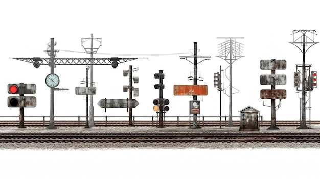 Photo traffic lights and railroad tracks generative ai