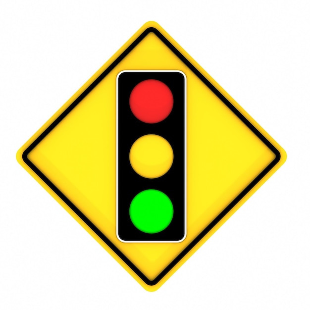 Traffic lights toy isolated on white background 3D rendering