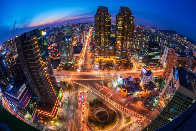 Traffic at Night in Seoul City, South Korea