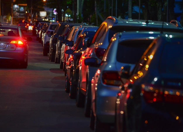 Traffic on road at night