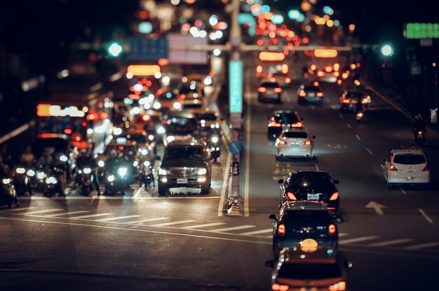 Photo traffic on road at night