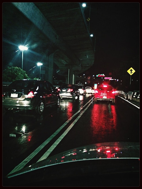 Traffic on road at night