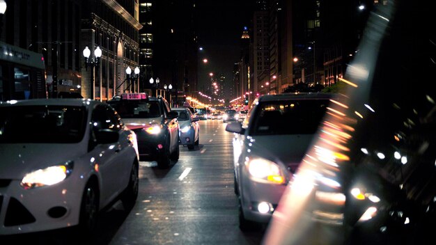 Photo traffic on road at night