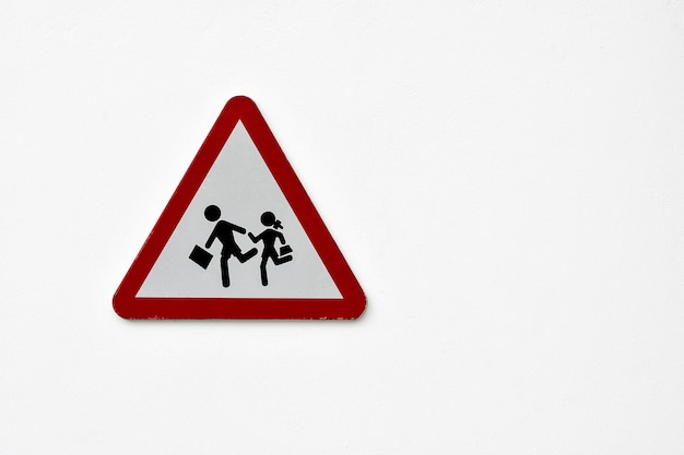 Traffic sign - Danger children - On white background.