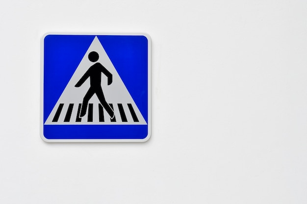 Traffic Sign - Pedestrian Crossing - On white background.