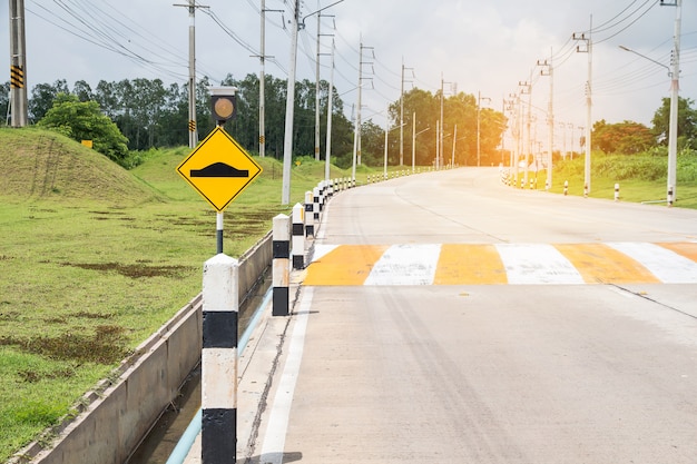 Traffic sign on road in the industrial estate