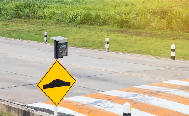 Traffic sign on road in the industrial estate