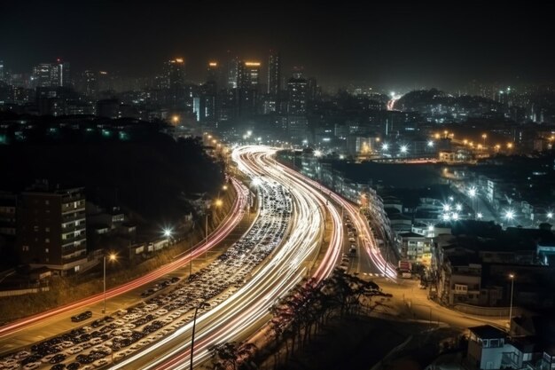 Traffic in singil district seoul korea skyline at night