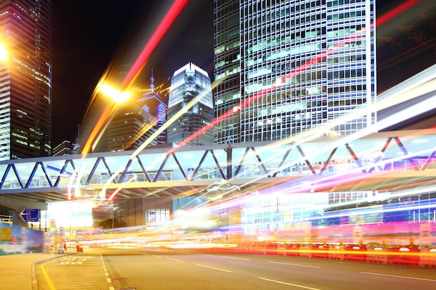 Traffic trail in city at night