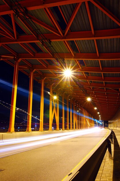 Photo traffic trail in tunnel