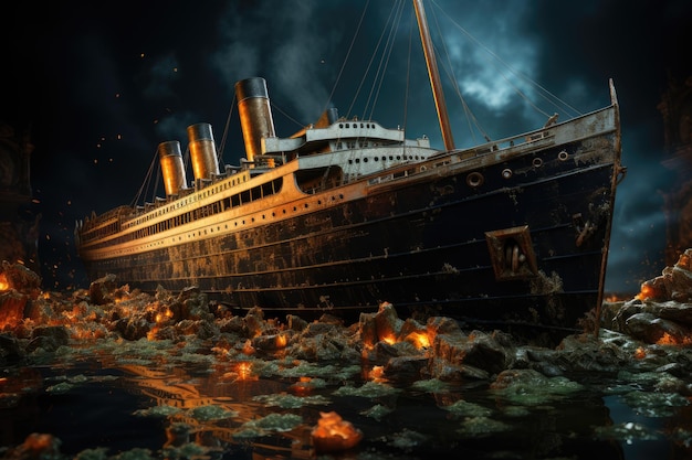 The tragedy of a sunken ship similar to the Titanic