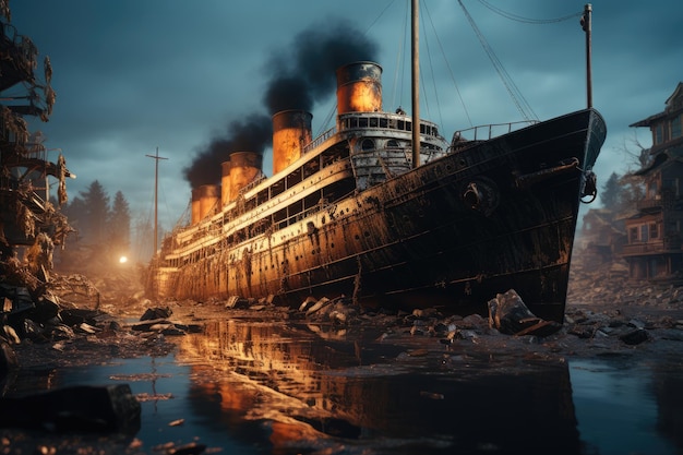 The tragedy of a sunken ship similar to the Titanic