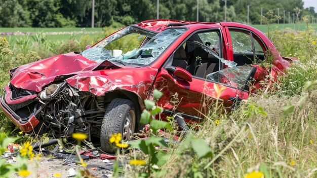 Photo tragic accident scene investigation