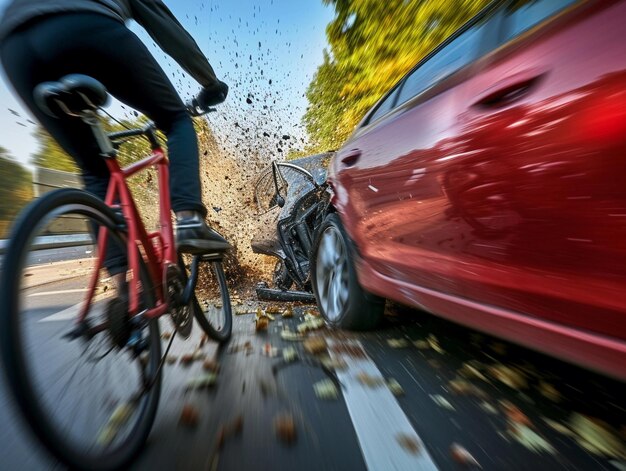 Foto tragico incidente di bicicletta con auto in strada