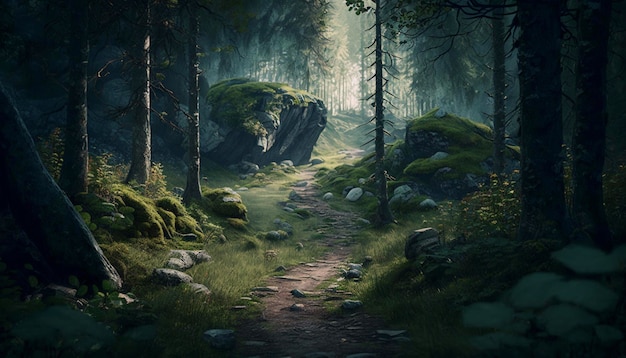 Trail in the forest Using Generative Ai