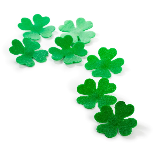 Trail of green clovers for Patricks Day clipping path included