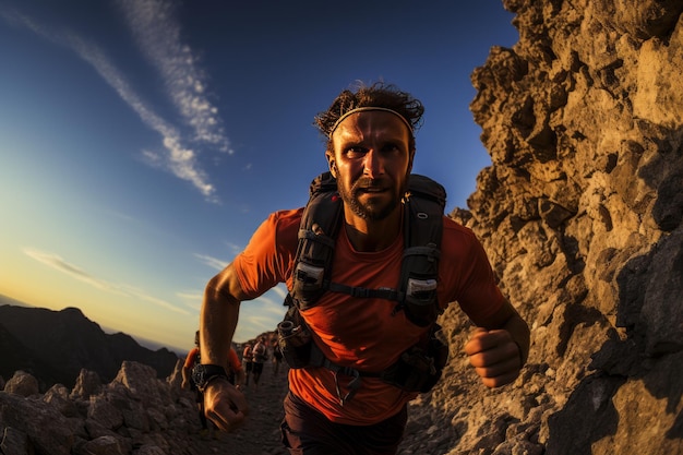 Trail Runner Navigating Through Rocky Mountain Generative AI