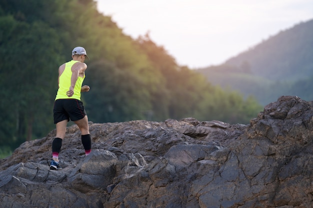 trail running at a country road