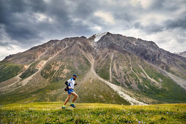 Trail running in the mountains