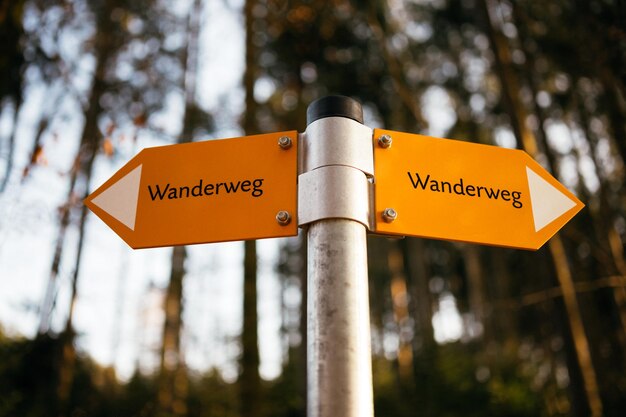 Trail sign in Germany wanderweg Walks in nature