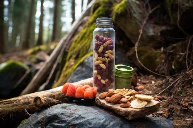 Trail snacks and reusable water bottle