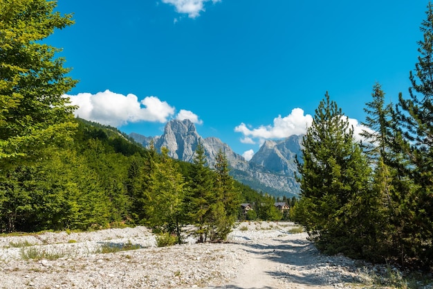 Trail in the Valbona valley trekking to Theth Theth national park Albanian Alps Valbona Albania