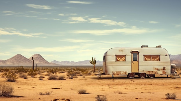 a trailer with a banner on the door that says " camper ".