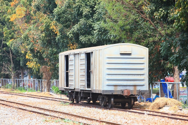 The train bogie is parked and not used.