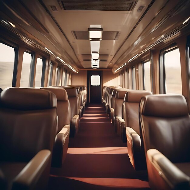 Photo a train car with rows of seats