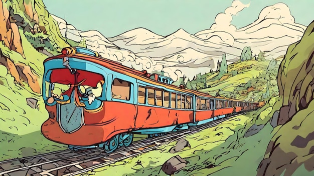 Train Cartoon Background Very Cool