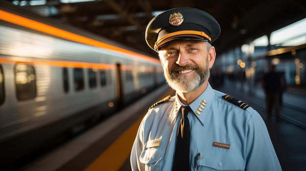 Photo train conductor professional experienced and essential for safe travel