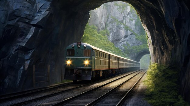 train in the forest Mountains