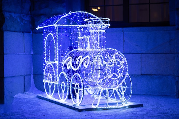 Train from garlandnew Year decoration of the city