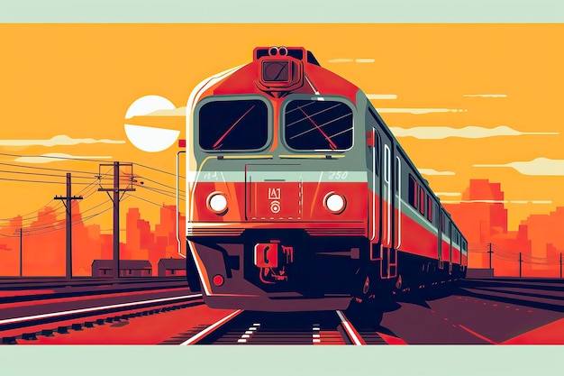 Train Illustration Transportation illustration Generative AI
