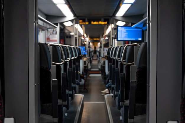 Train inside empty seats on the train