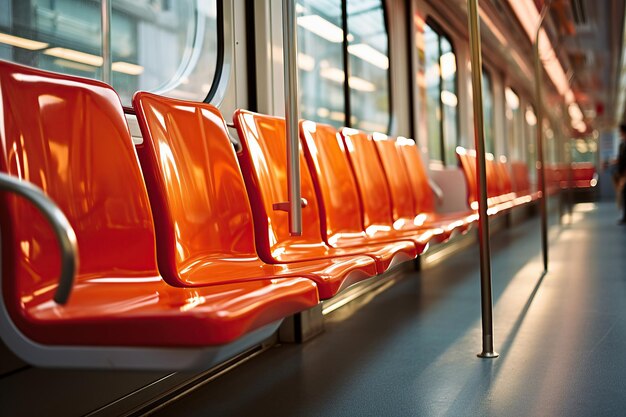 Train interior vacant for both long and short trips