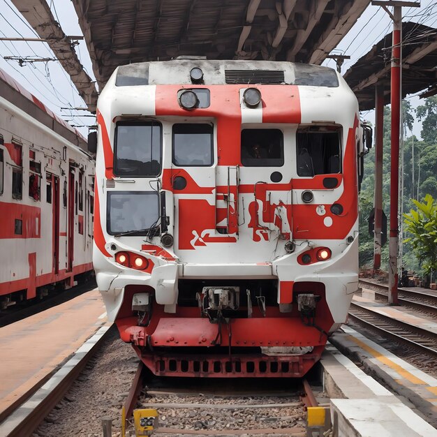 a train is parked at a train station