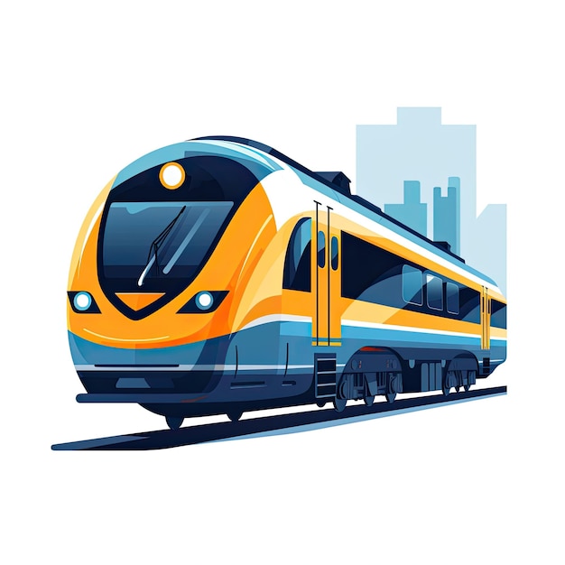 Train isolated on white background Vector illustration in flat cartoon style